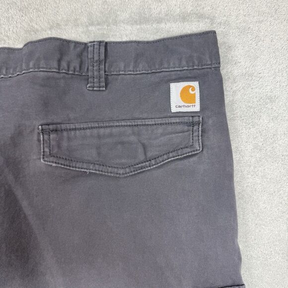 Carhartt Cargo Shorts Mens 48 Grey Pockets Relaxed Fit Logo Workmen Casual - Picture 4 of 10